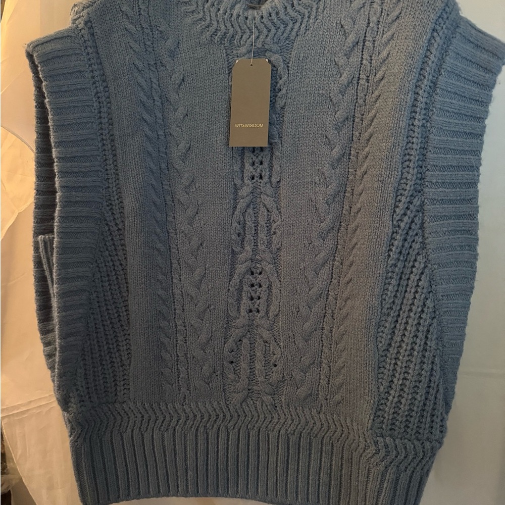 Wit & Wisdom Sky Blue Cable Knit Sweater Vest